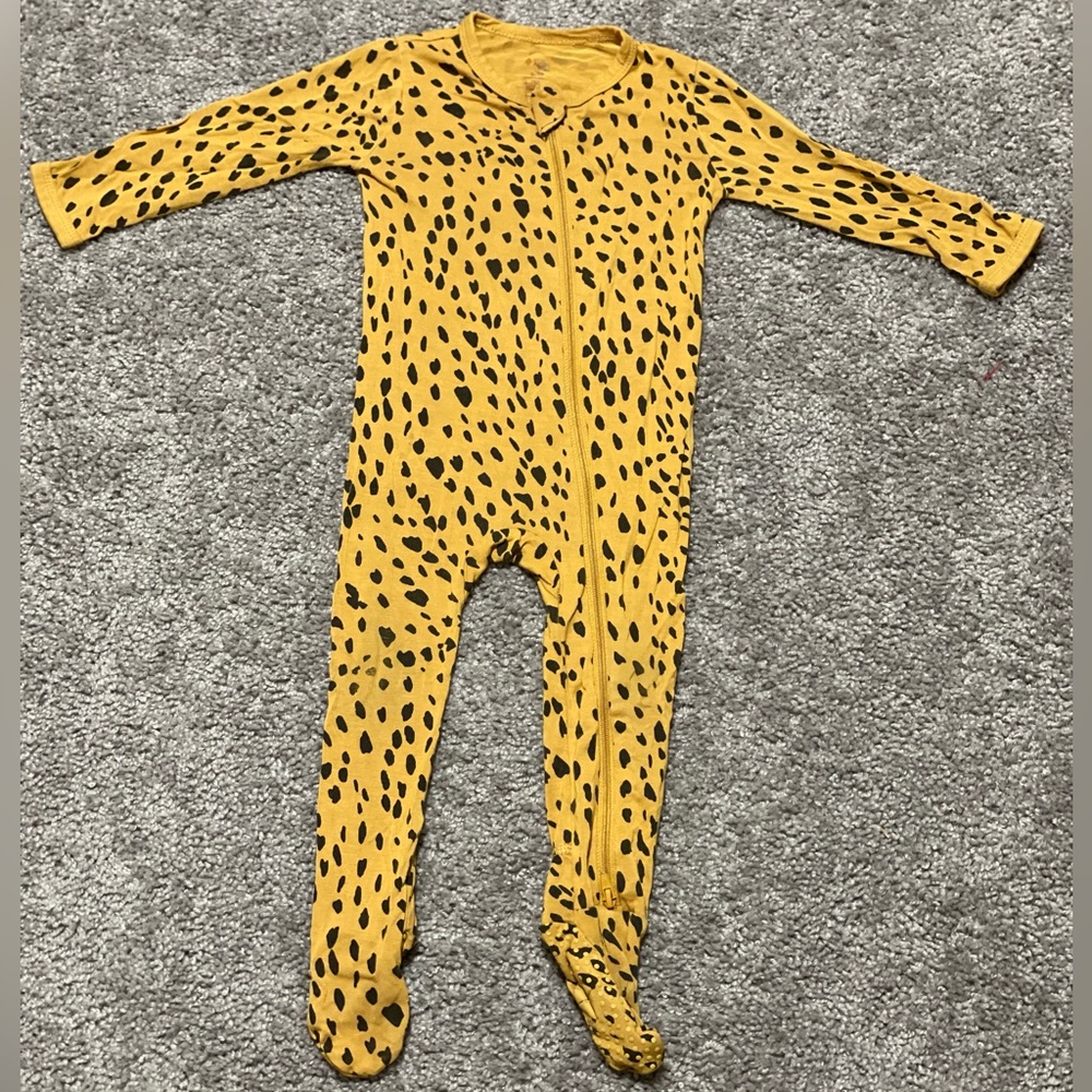 Kyte Baby Zippered Footie in Marigold Cheetah